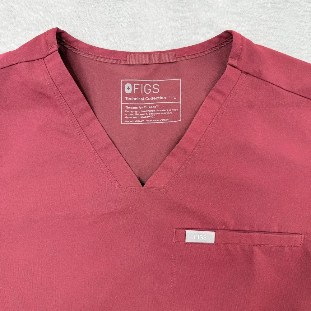 FIGS Maternity Technical Scrub Set Size XL / L Burgundy Jogger V-Neck Medical - Picture 11 of 16